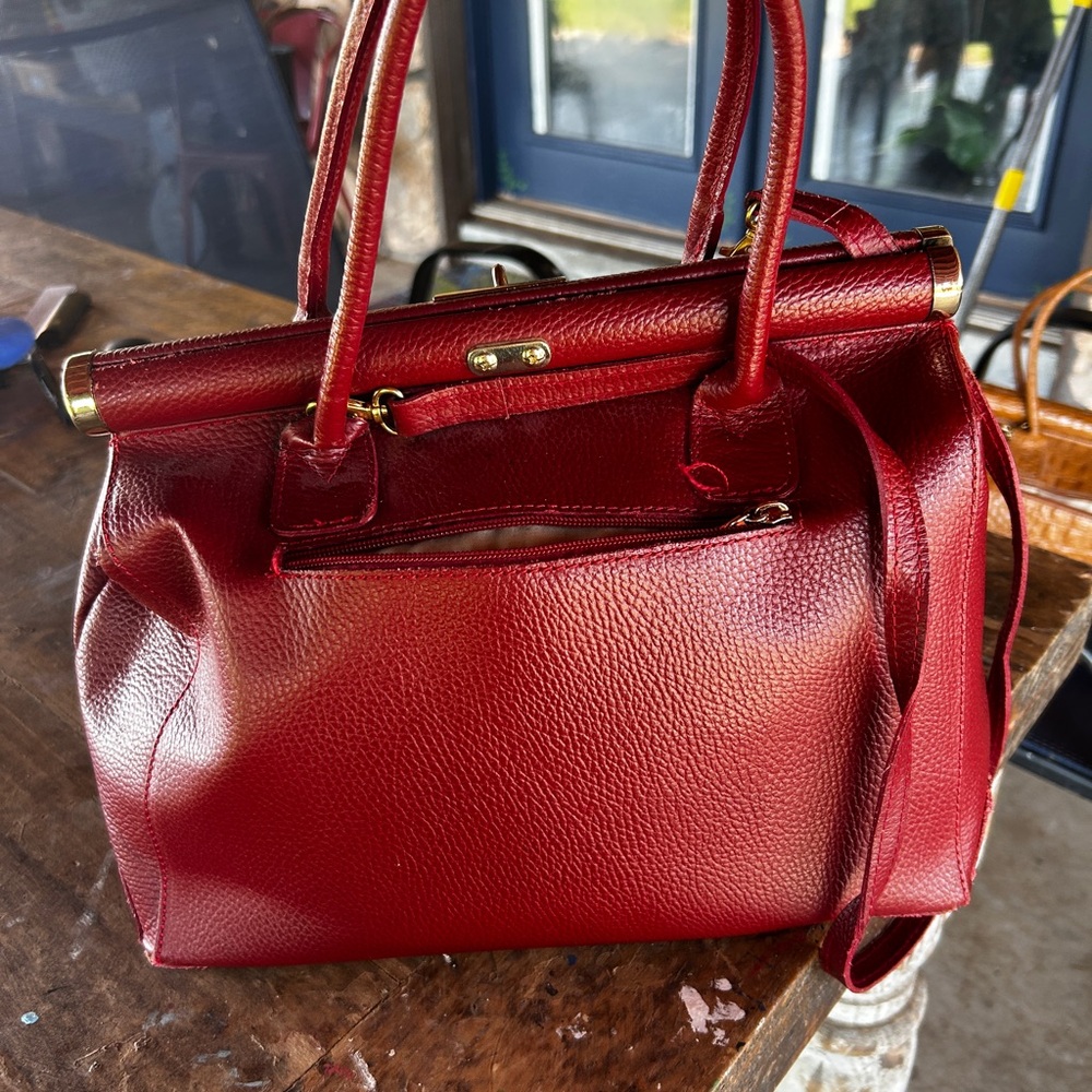 Elegant Red Leather Handbag